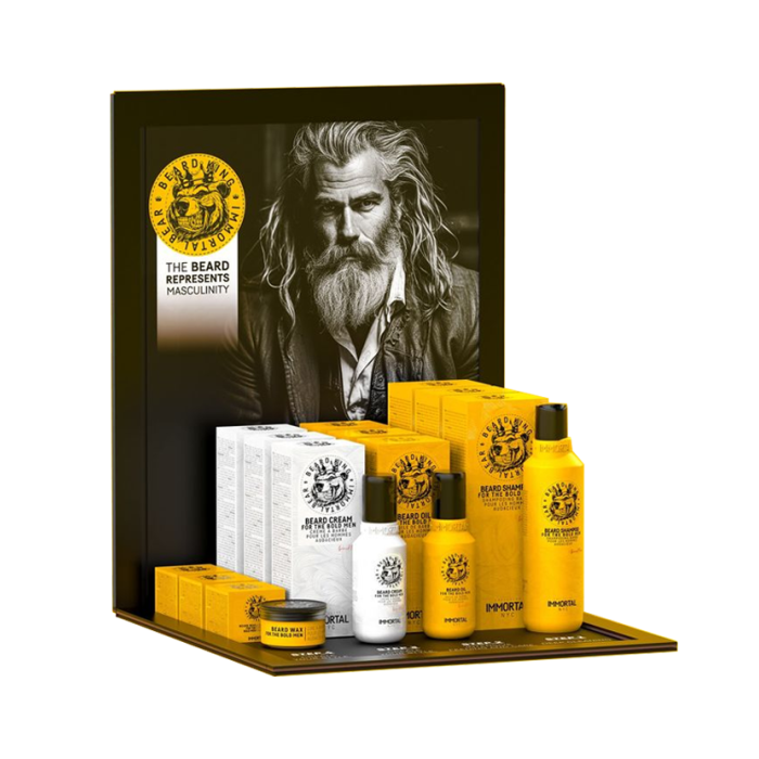 Стенд настільний до нової  серії продукції для бороди  Immortal Nyc Beard King  Immortal Bear Series De