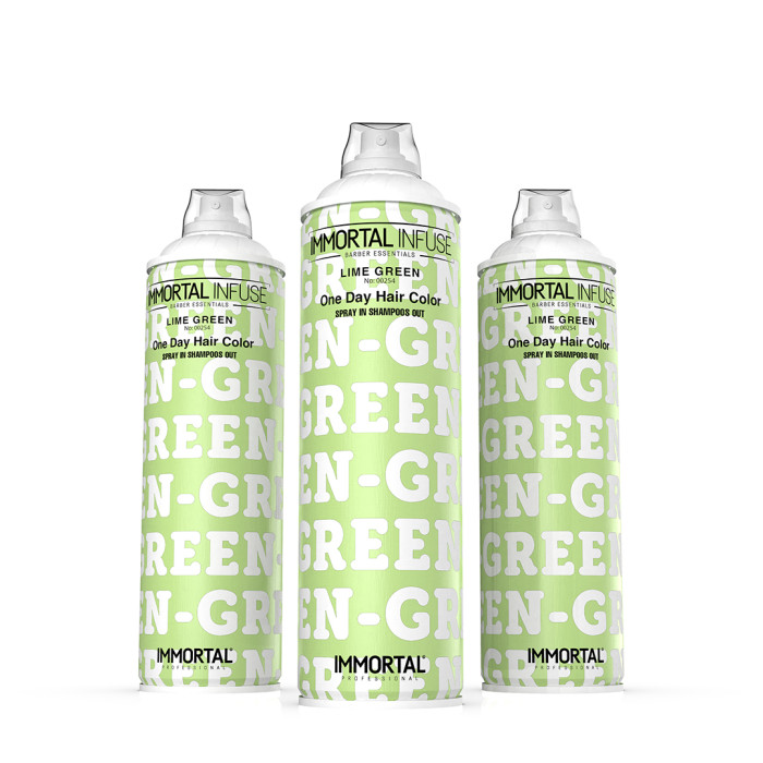 Камуфляж волосся зелений IMMORTAL INFUSE ONE DAY HAIR COLOR SPRAY LIME GREEN 200 ML