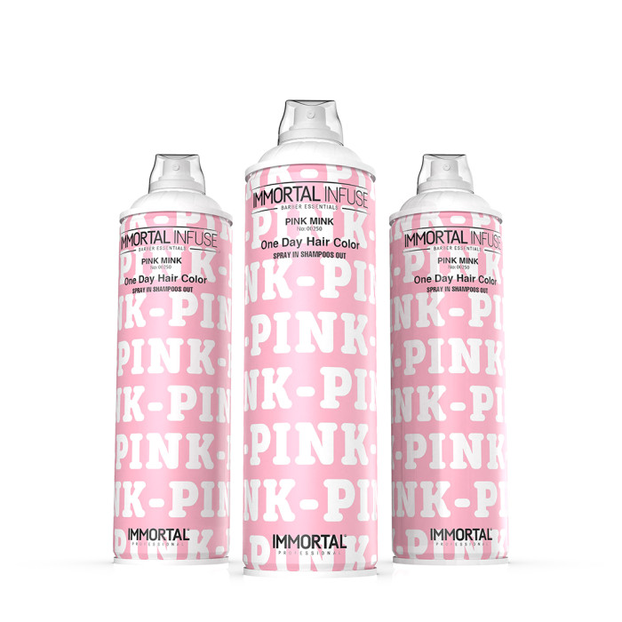 Камуфляж волосся рожевий IMMORTAL INFUSE ONE DAY HAIR COLOR SPRAY PINK MINK 200 ML